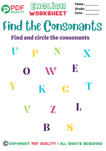 find the consonants (b)